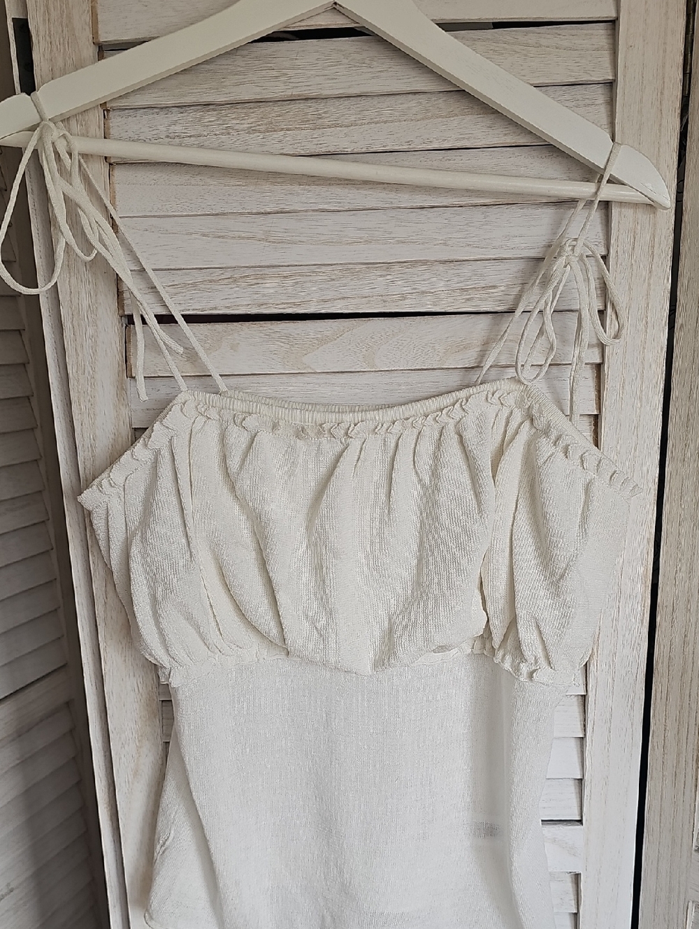 wild fable Cream Textured Tie-Strap Tank Top